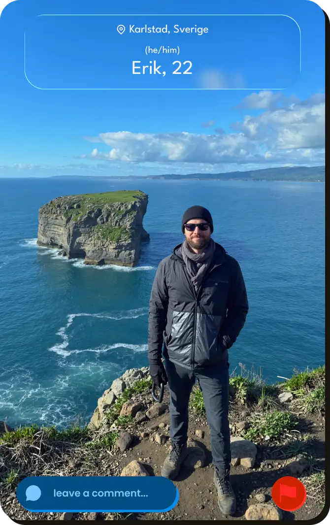 profile card: Erik, 22