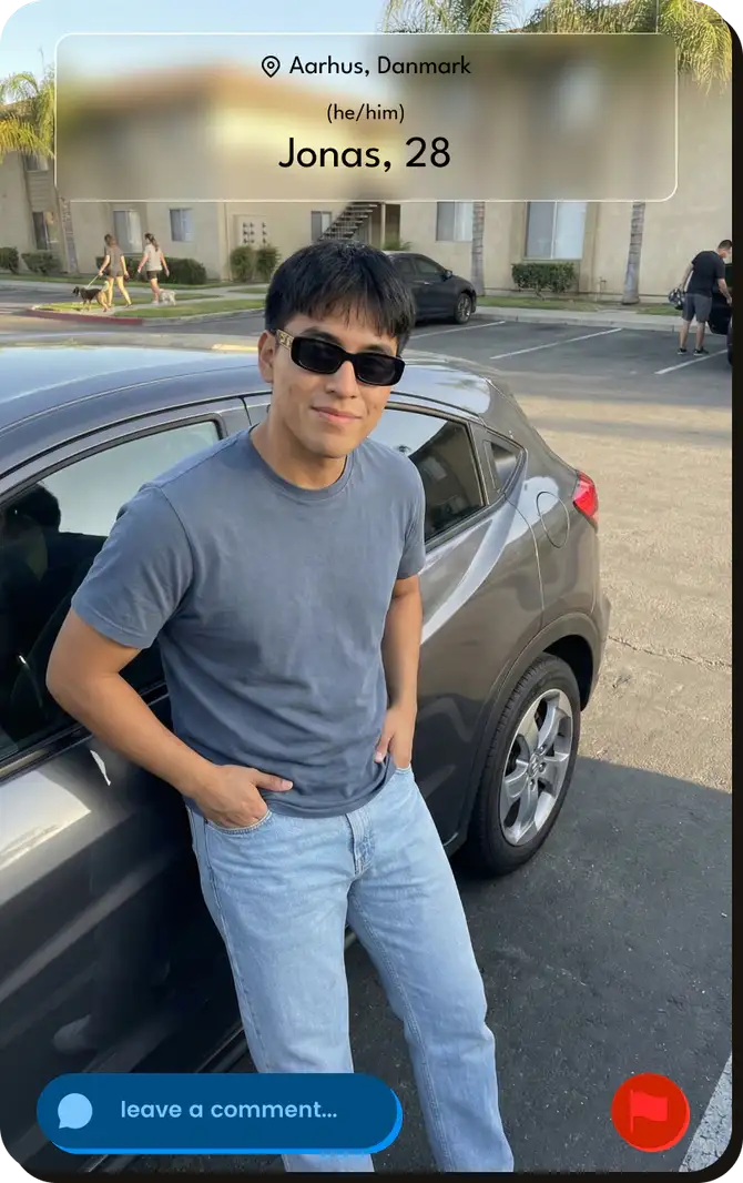 profile card: Jonas, 28